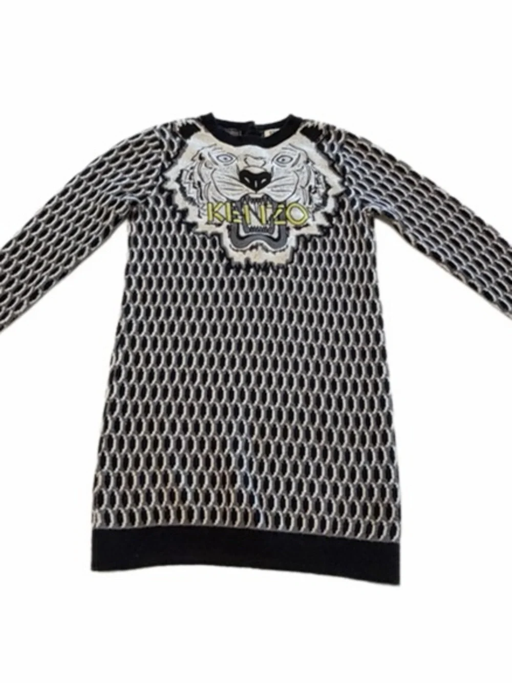 Kenzo Kids Embroidered Tiger Knit Sweater Dress